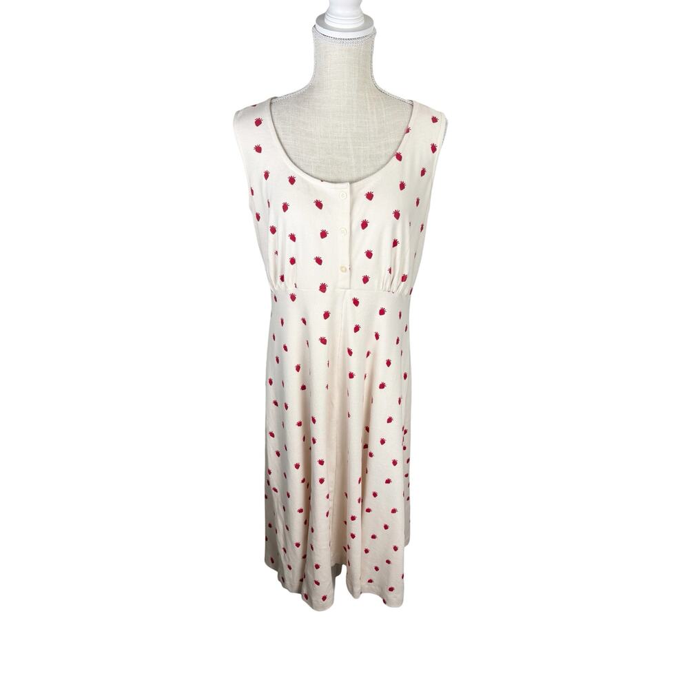 NWT Kate Quinn Ribbed Organic Cotton Midi Dress Women's Small Strawberry Print